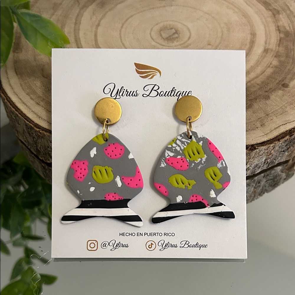 Kids' Gray and Pink Earrings
